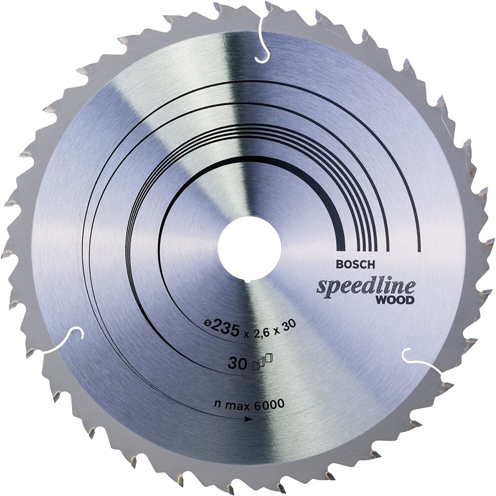 Bosch 2608640807 Speedline Wood Circular Hand Saw Blade, 235Mm X 2.6Mm X 30Mm, 30 Teeth, Blue