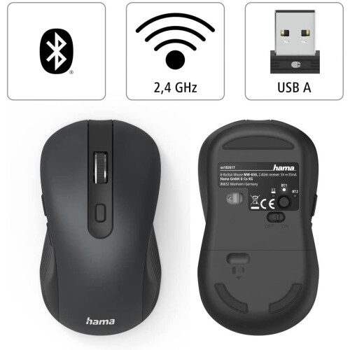 Mouse ottico - HAMA - MW-650 - 6 tasti - USB-A/Bluetooth - Nero 1