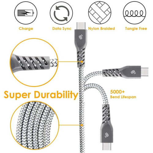 Techgear TECHGEAR Extra Long [2M] STRONG High Durability Braided USB C Charging & Data Sync Cable Compatible with Samsung Tab S6 Lite, Tab A7 10.4, Tab A 10.1" 2