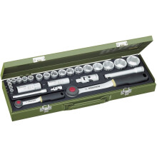 Proxxon Industrial Jogo de chaves de soquete métrico 1/4 (6.3 mm), 1/2 (12.5 mm) 27 peças 23020