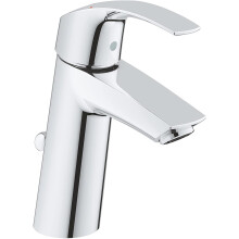 GROHE Eurosmart basin tap, single-lever mixer, bathroom, pop-up waste, medium high spout, water-saving technology, chrome, 23322001