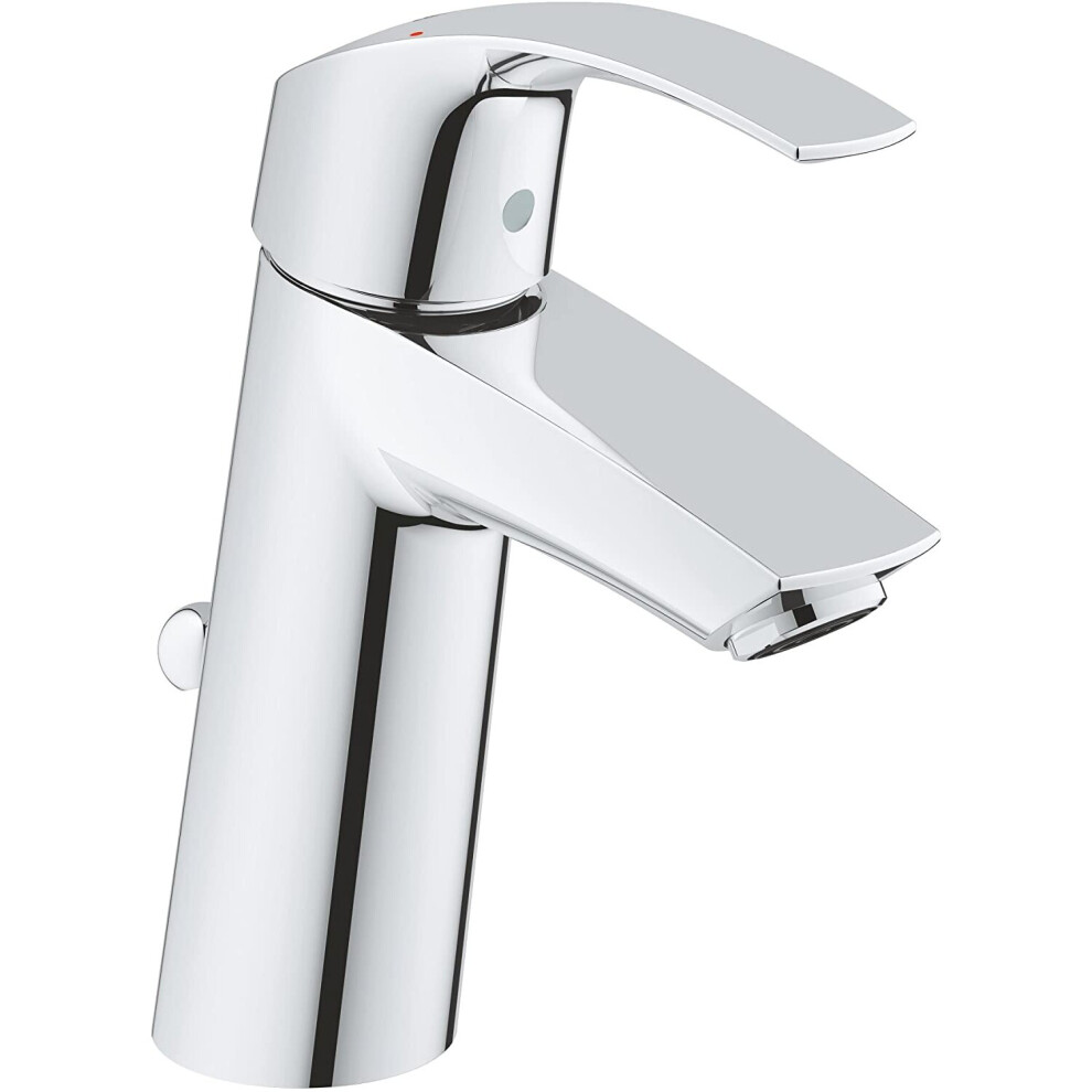 GROHE Eurosmart Basin tap, single-lever mixer, bathroom, pop-up waste, Medium High spout, water-saving technology, chrome, 23322001