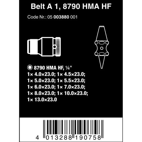 Wera Belt 1 Zyklop socket set with holding function, 1/4" drive, 10 pieces 1
