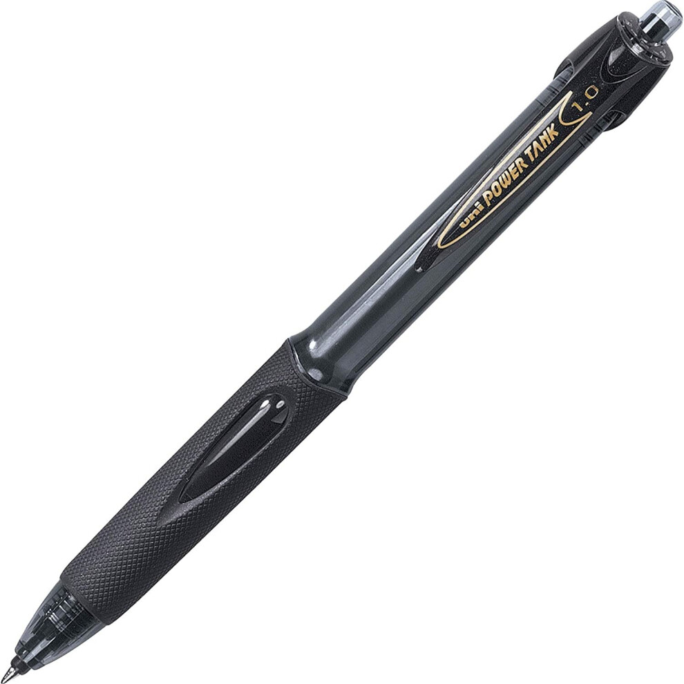 Uni-ball - 42070 uni-ball PowerTank Retractable Ballpoint Pens, Bold Point (1.0mm), Black Barrel, Black Ink, 12 Count