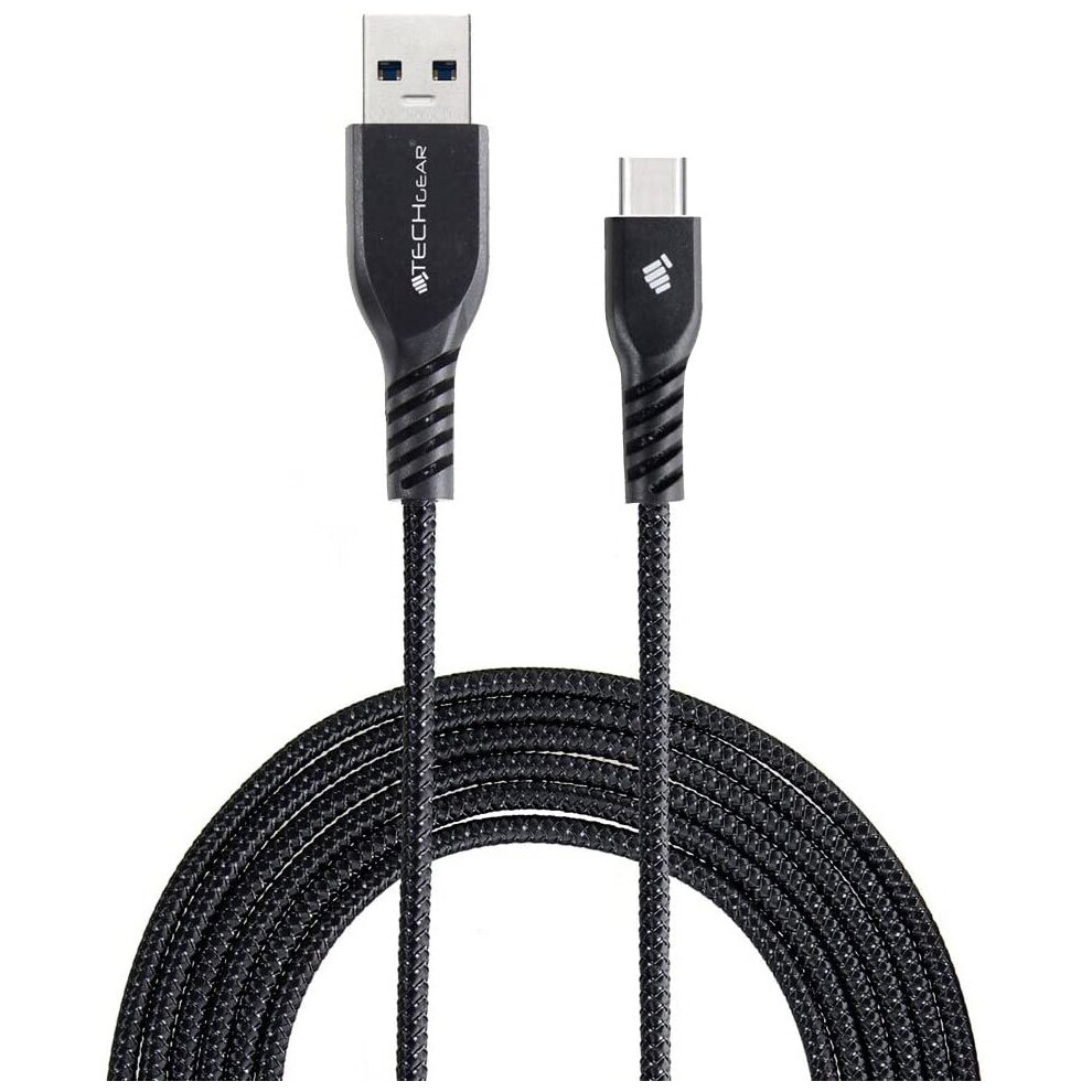 TECHGEAR Extra Long 2m / 6.5 Ft STRONG High Durability Braided USB C Charging & Data Sync Cable for USB Type-C Devices Compatible with Apple iPad Pro