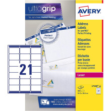 Avery Self Adhesive Address Mailing Labels (Amazon FBA Barcode Labels), Laser Printers, 21 Labels Per A4 Sheet, 840 labels, UltraGrip (L7160), White