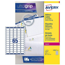 Avery Self Adhesive Mini Organising Return Address Labels, Laser Printers, 65 Labels per A4 sheet, 1625 labels, UltraGrip (L7651), white