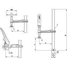 Bessey TW16-20-10-2K Spannelement mit Fixer Ausladung TW16 Clamping Element for Welding Tables with 2K Plastic Handle, Multi-Colour, 200/100 mm