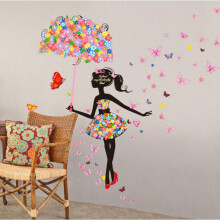 (Umbrella) For Kids Rooms PVC Wall Decals Home Decor Cute DIY Lovely Girl Art Wall Stickers