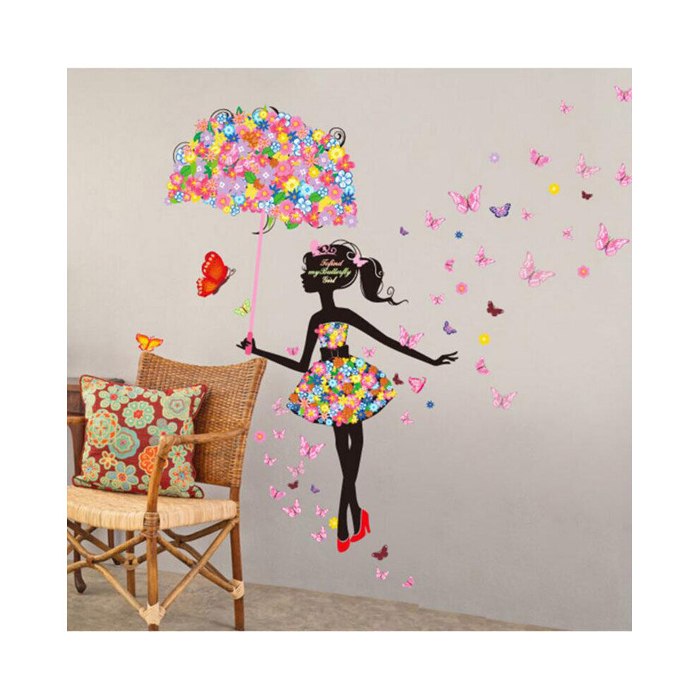 (Umbrella) For Kids Rooms PVC Wall Decals Home Decor Cute DIY Lovely Girl Art Wall Stickers