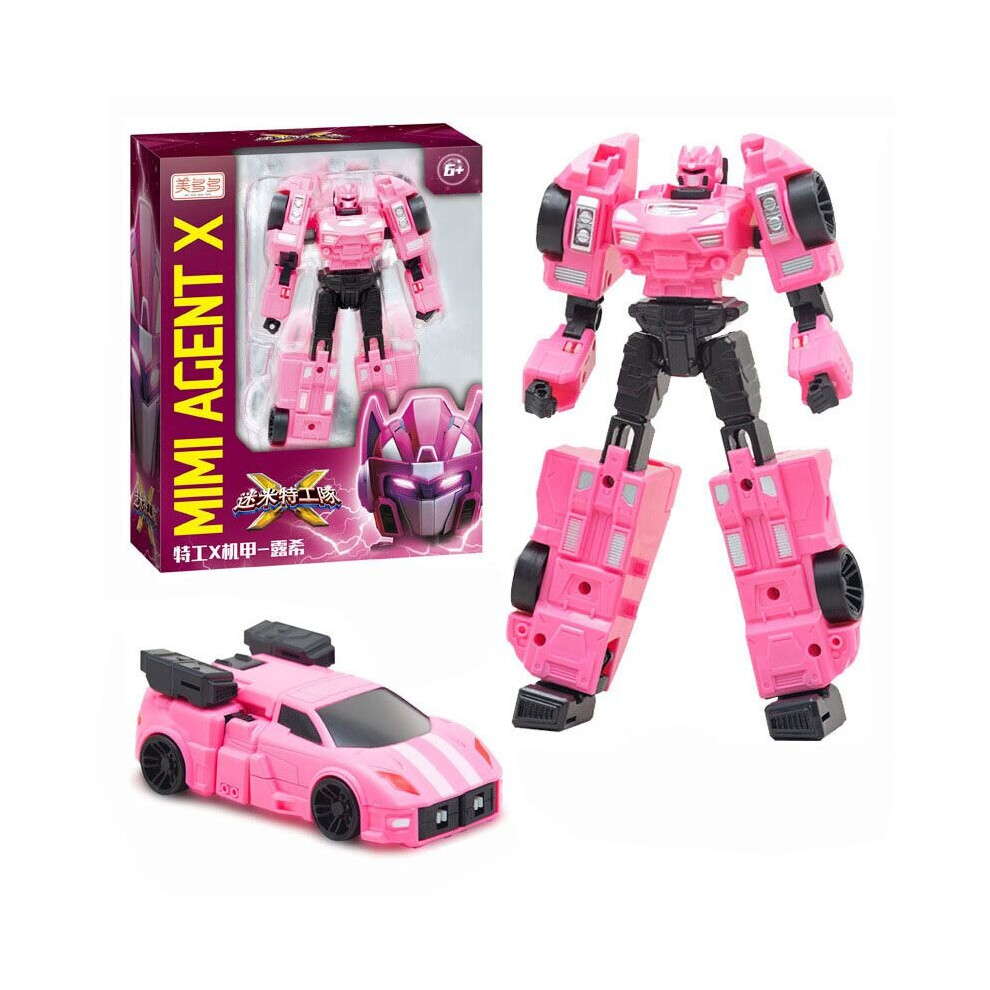 (Pink) Miniforce X Lucybot Lucy Bot Ranger Transformer Machine Car Robot Toy Pink