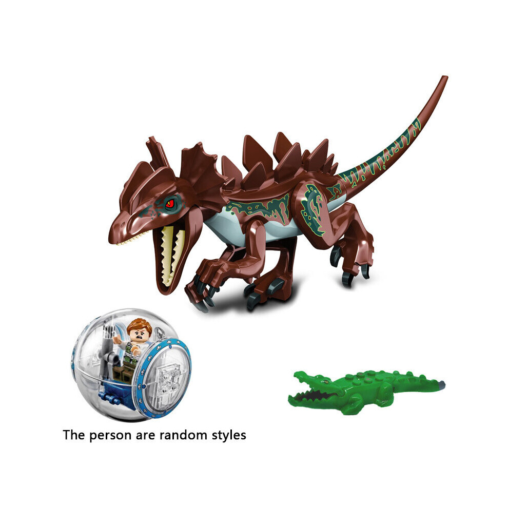 (06) Combined Jurassic Dinosaur Baryonyx Tyrannosaurus Cyclone Set Building Blocks Micro Landscape Figures Toys