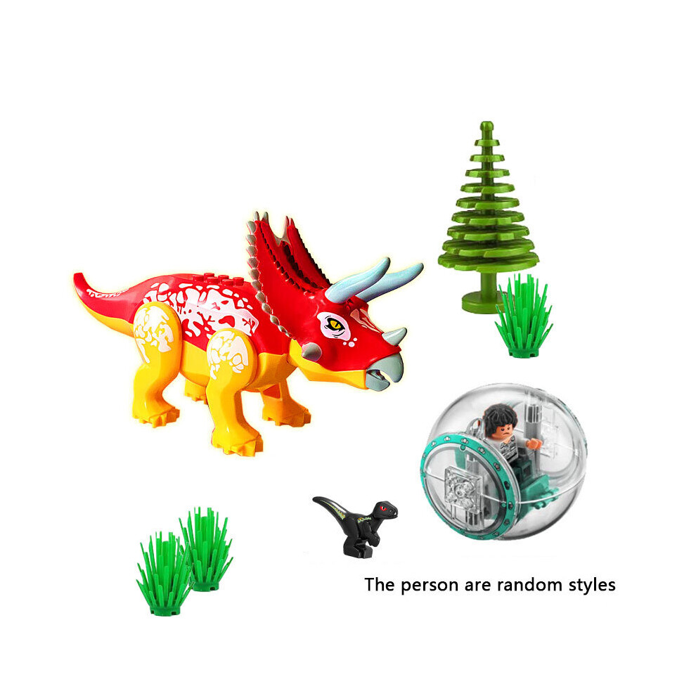 (03) Combined Jurassic Dinosaur Baryonyx Tyrannosaurus Cyclone Set Building Blocks Micro Landscape Figures Toys