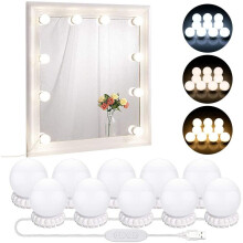 LED Vanity Mirror Lights with 10 Dimmable Bulbs 3 Color Modes, Hollywood Style Makeup Lights for Dressing Table Mirror, Bath Mirror Lamps with USB