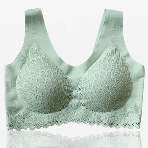(Green, M) Women Wireless Contour Bra Breathable Underwear Seamless Sports Bras