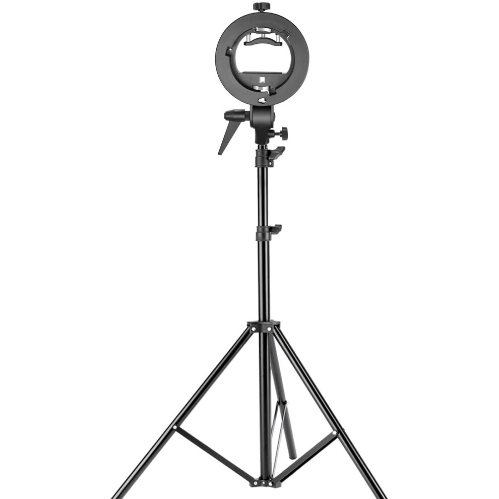 Neewer Studio Photography S-Type Speedlite Bracket Holder with Bowens Mount and 75 inches/190 centimeters Adjustable Light Stand for Flash Snoot