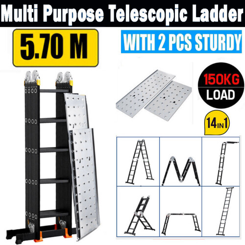 14 IN 1 5.7M Multi-function Folding Aluminum Ladder Home Lift Ladder