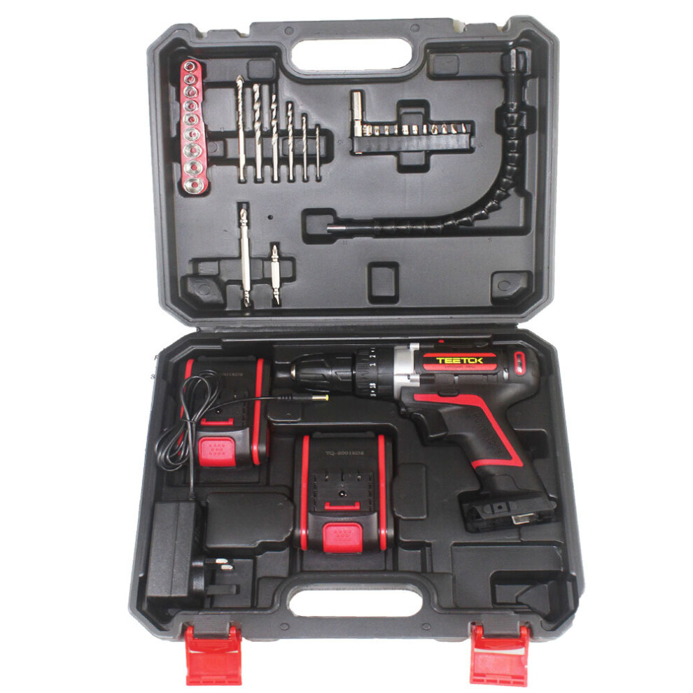 21V Cordless drill driver kit Built in Hammer & Magnet LED Wall Metal