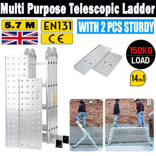 14 IN 1 4.7M Multi-function Folding Aluminum Ladder Home Lift Ladder 1