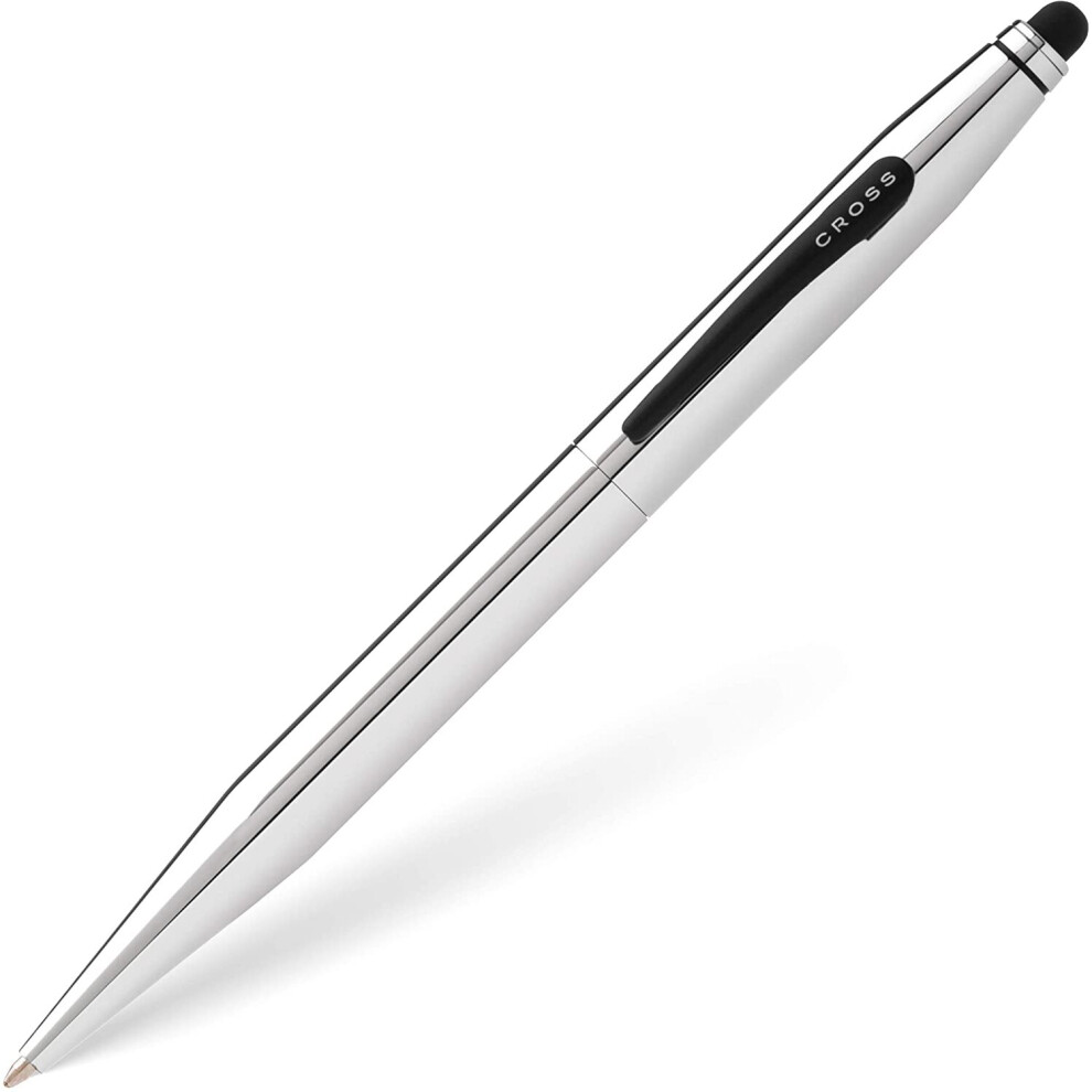 Cross Tech2 Chrome Ballpoint Pen With Stylus Incl. Premium Gift Box – Refillable Medium Ballpen