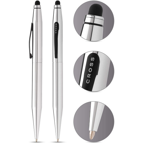 Cross CROSS Tech2 Chrome Ballpoint Pen with Stylus incl. Premium Gift Box – Refillable Medium Ballpen 1