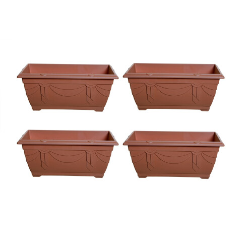 4 Venetian Window Box Trough Planters Small 40cm Terracotta Colour 2