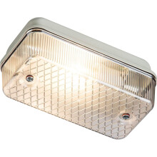 Knightsbridge IP65 Bulkhead Lamp Holder with Clear Prismatic Diffuser and Aluminium Base, E27, 100 W, White