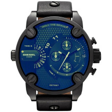 Diesel DZ7257 Bad Ass Chronograph Blue Dial Black Leather Men's Watch