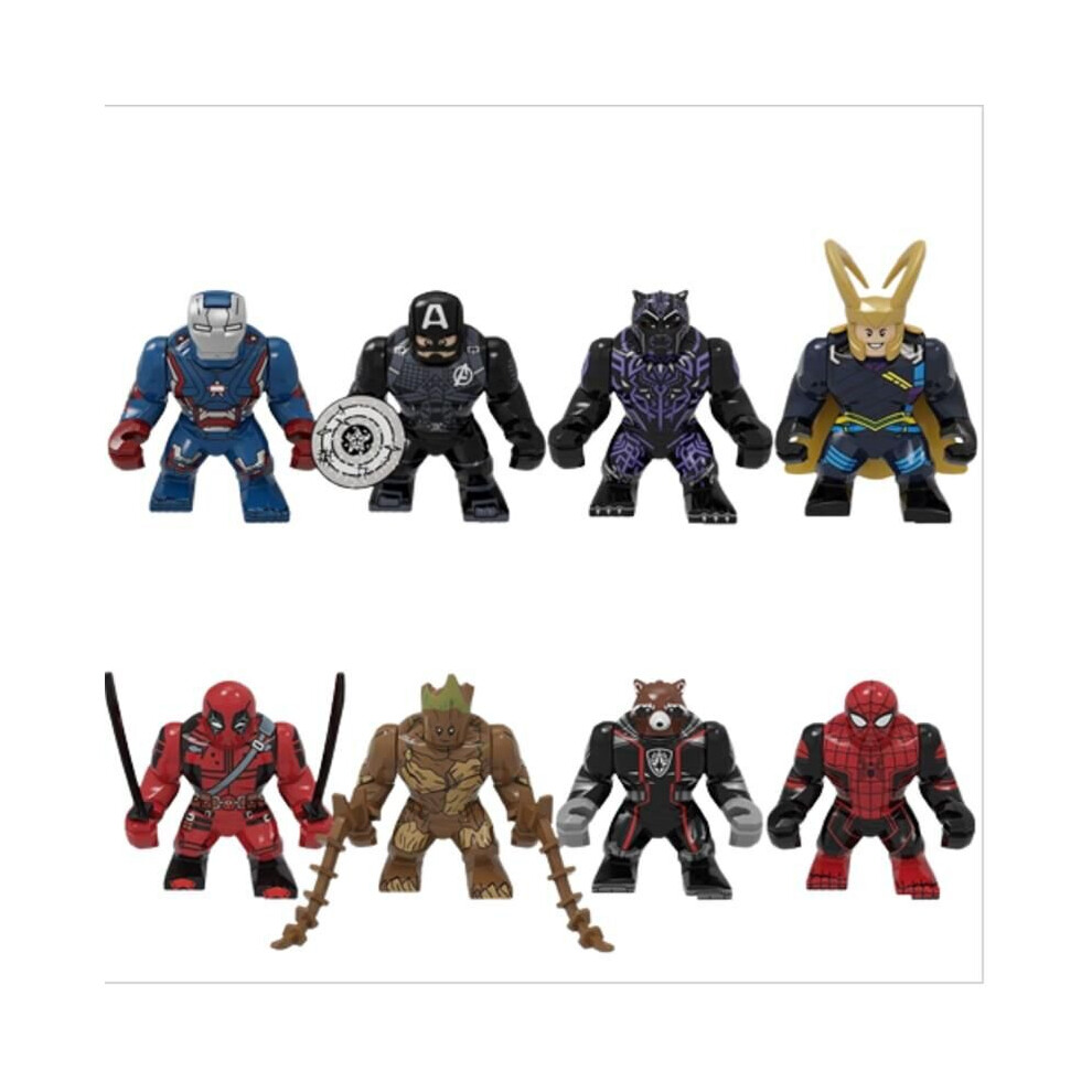(8Pcs) Marvel Superheroes Iron Man Loki Groot Building Blocks Big Figures Toys Fit Lego