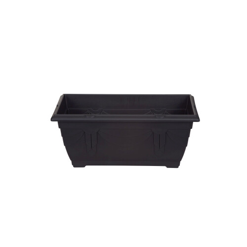 2 Venetian Window Box Trough Planters Small 40cm Plastic Black Colour 1