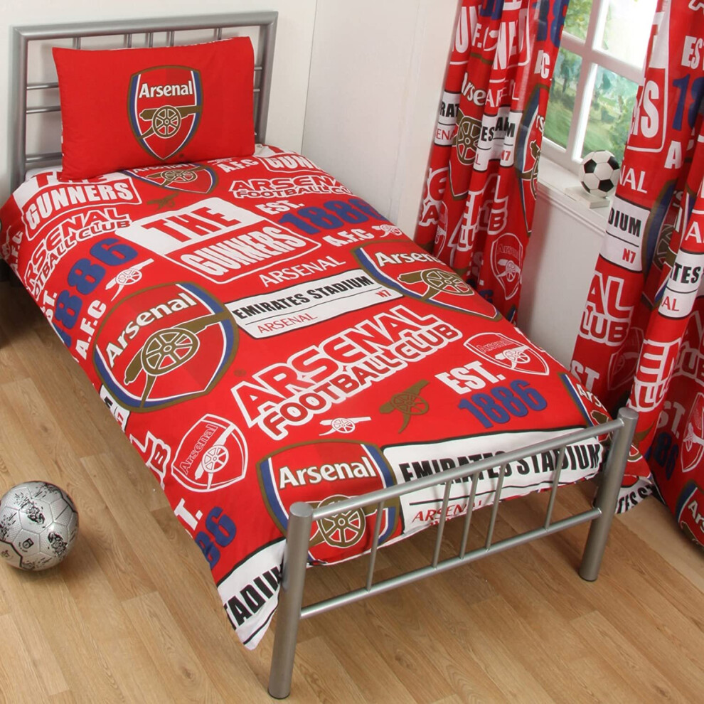 Arsenal FC Patch Single Duvet Cover and Pillowcase Set