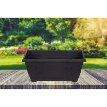 40cm Black Plastic Venetian Window Box Trough Planter - Indoor/Outdoor, 8L Capacity, Drain Holes Optional