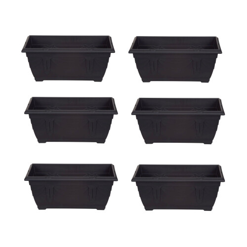 6 Venetian Window Box Trough Planters Small 40cm Plastic Black Colour 2
