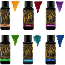 Diamine Fountain Pen Ink 30ml - Colour Wheel - 6 x Bottles - Amber, Oxblood, Imperial Purple, Aurora Borealis, Oxford Blue, Meadow