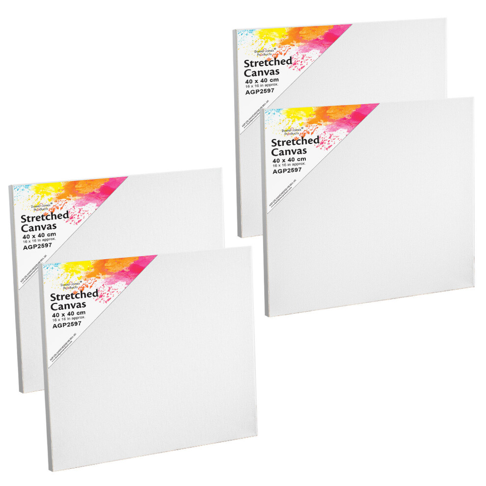 Daniel James (Four 40Cm X 40Cm Stretched Art Canvases) Artist Painting Canvas Board Art Plain Stretched Framed Small Large Blank Panel