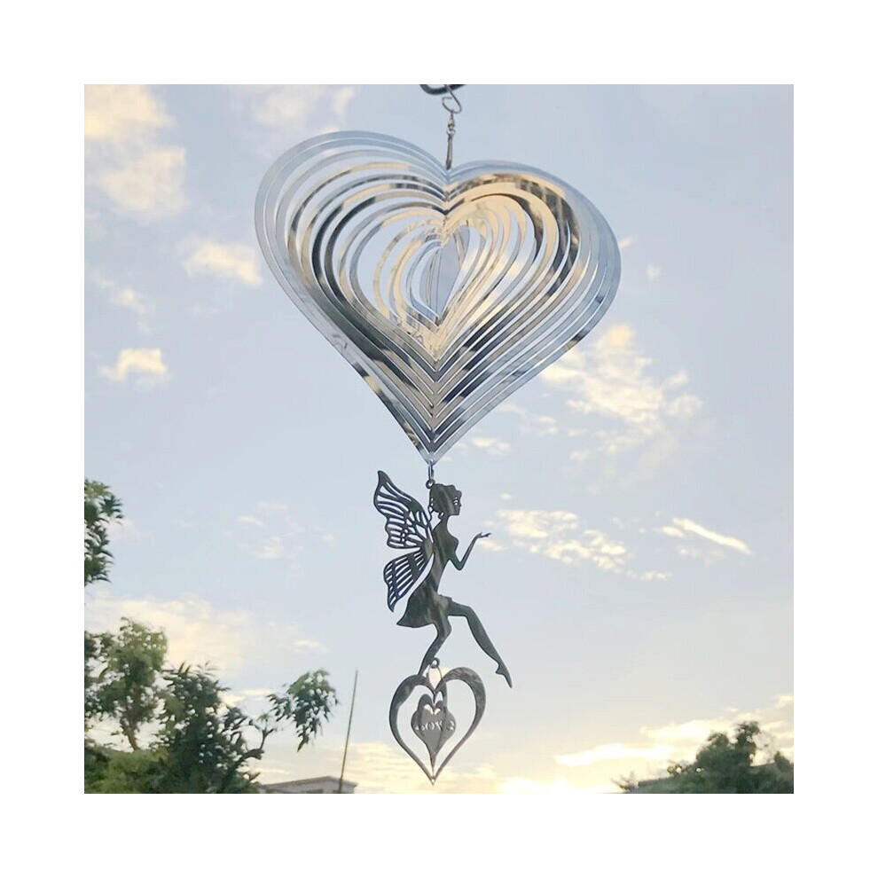 (25*46 CM) 3D Rotating Foreign Trade Fairy Love Wind Chimes Garden Gardening Hanging Decorative Wind Chimes