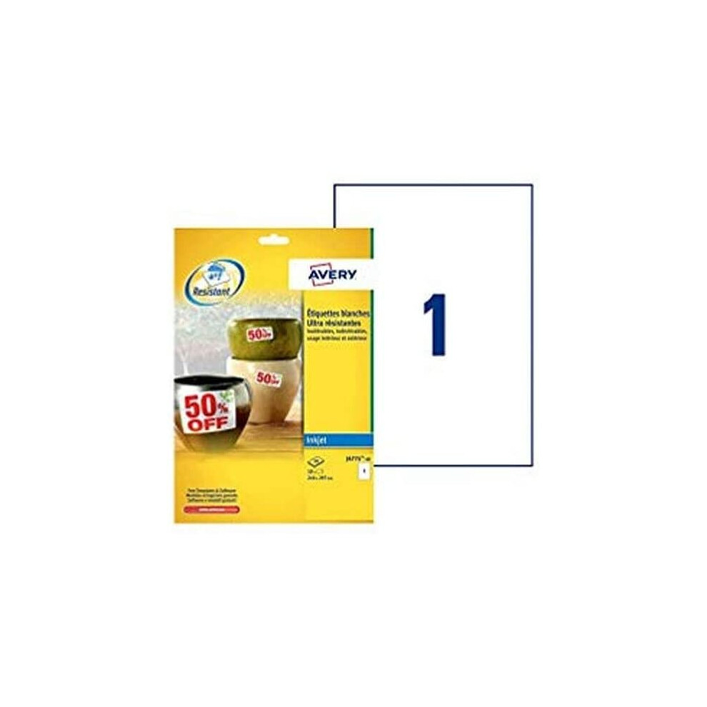 Photos - Other Office Equipment Avery J4775-10 Heavy Duty Weatherproof Labels for Inkjet Printers (210 x 297 mm Labels, 1 Label per A4 Sheet, 10 Sheets per