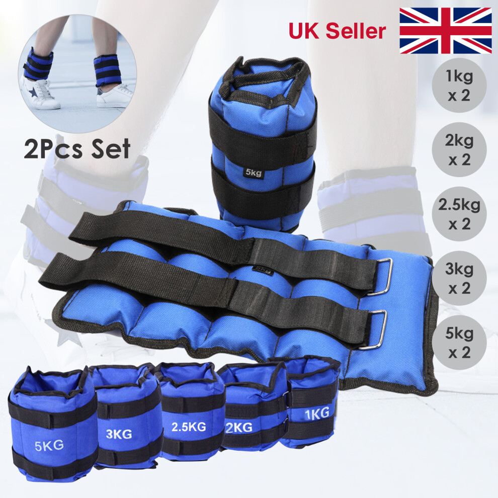 (2kg x 2 = 4kg) Ankle Wrist Leg Weights Straps Running Exercise Fitness Gym Strength Training