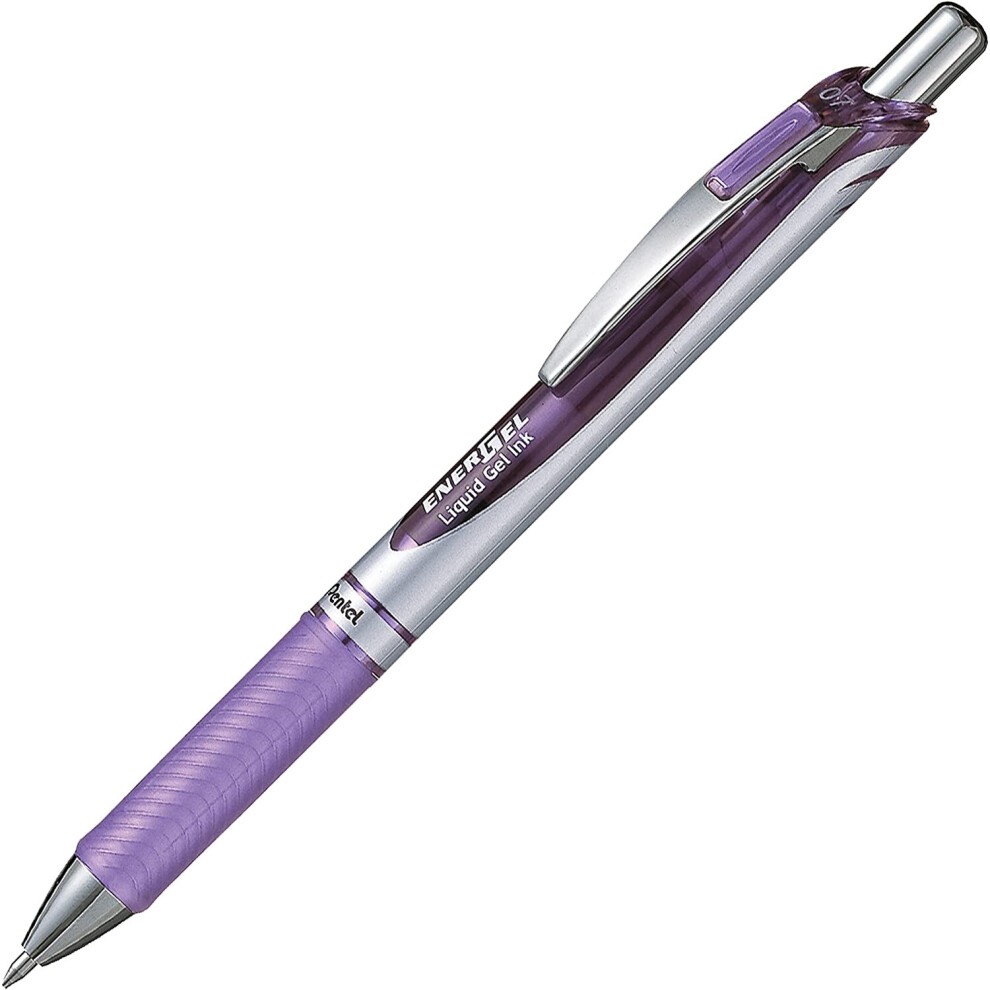 Pentel BL77-V3X EnerGel Retractable Gel Rollerball Pen 0.7mm Ball Diameter = 0.35mm Line Width Refillable Pack of 12 Purple