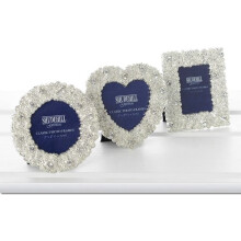 Shudehill Giftware Set Of 3 Diamante Polished Silver Coral Mini Photo Frames Boxed