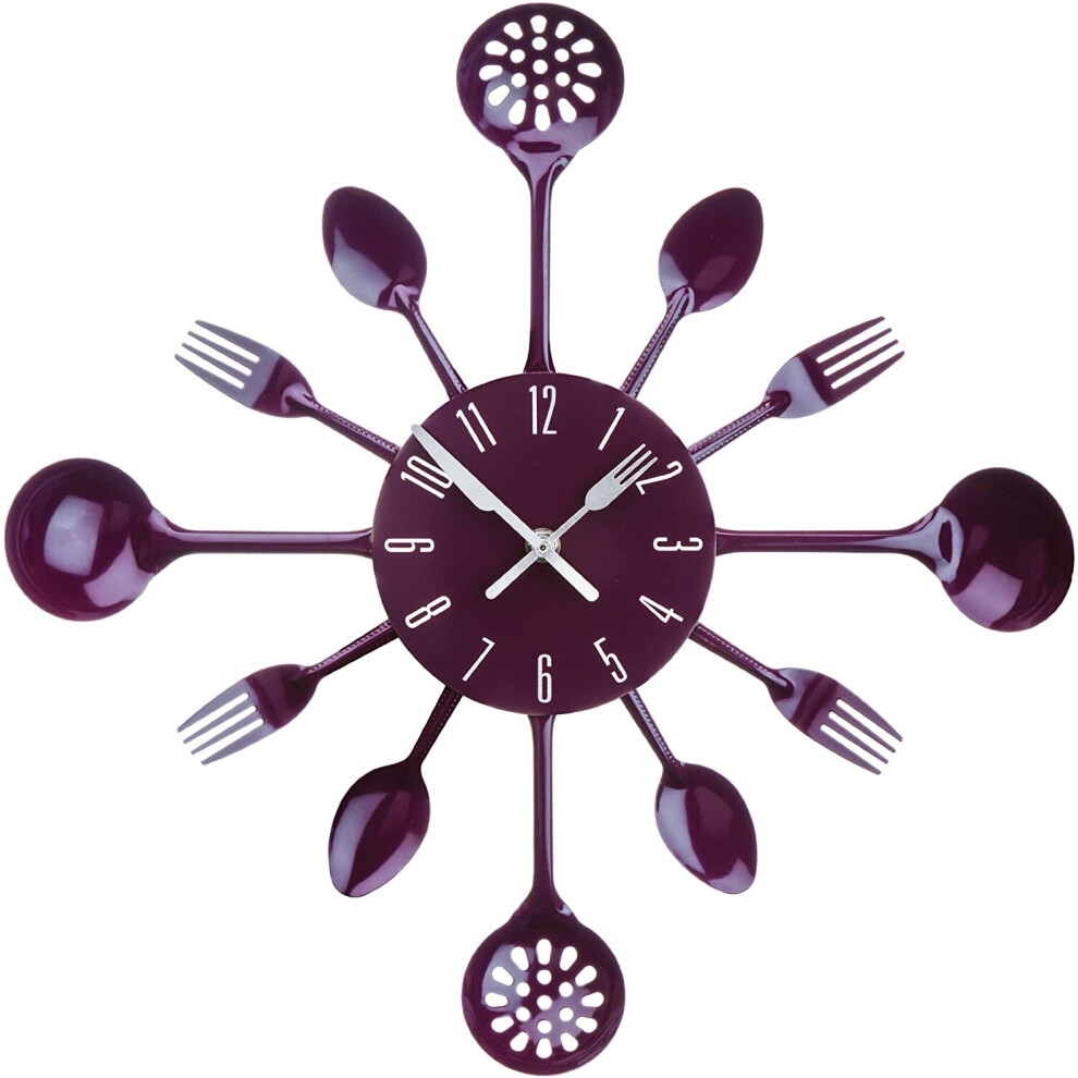 Premier Housewares 2200668 Purple Wall Clock Kitchen Themed Kitchen Clocks Wall Metal Wall Clocks For Living Room Frameless Wall Clock Modern Wall