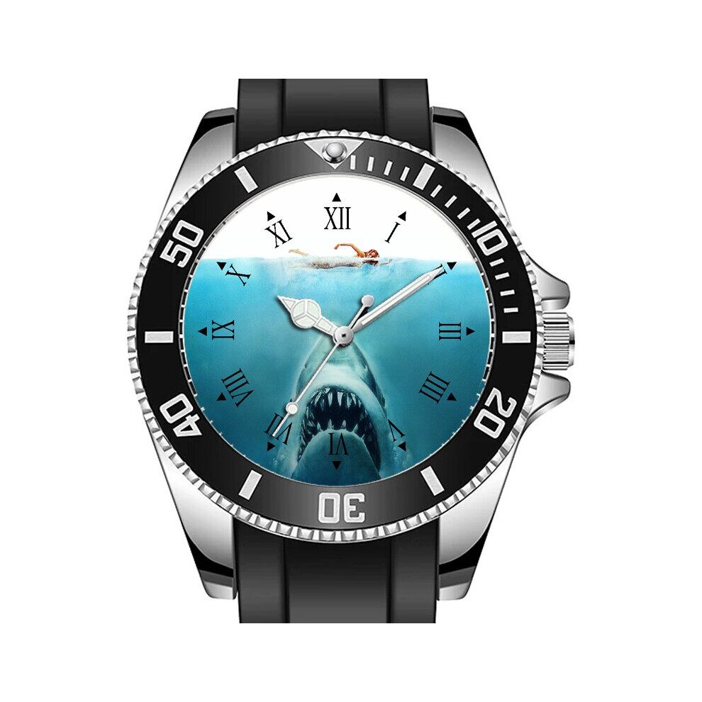 Shark Jaws Man-eater In Blue Sea Sporty Unique Stylish Wrist Watch