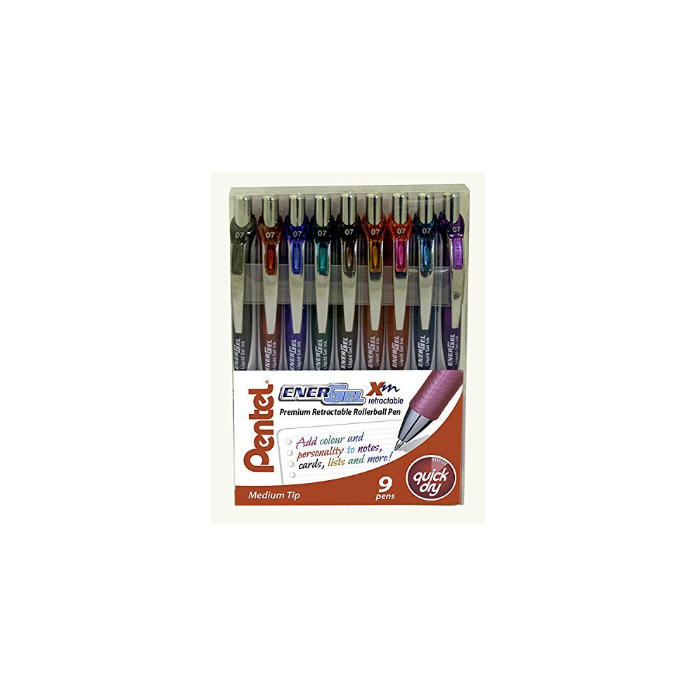 Pentel YBL77/9-M 0.7 mm Energel XM Retractable Wallet - Assorted Colours