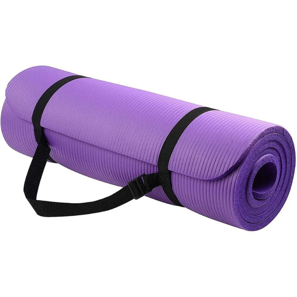 (Purple) Yoga Mat 15mm Thick Exercise Mat Gym Workout Fitness Pilates Home Non Slip NBR