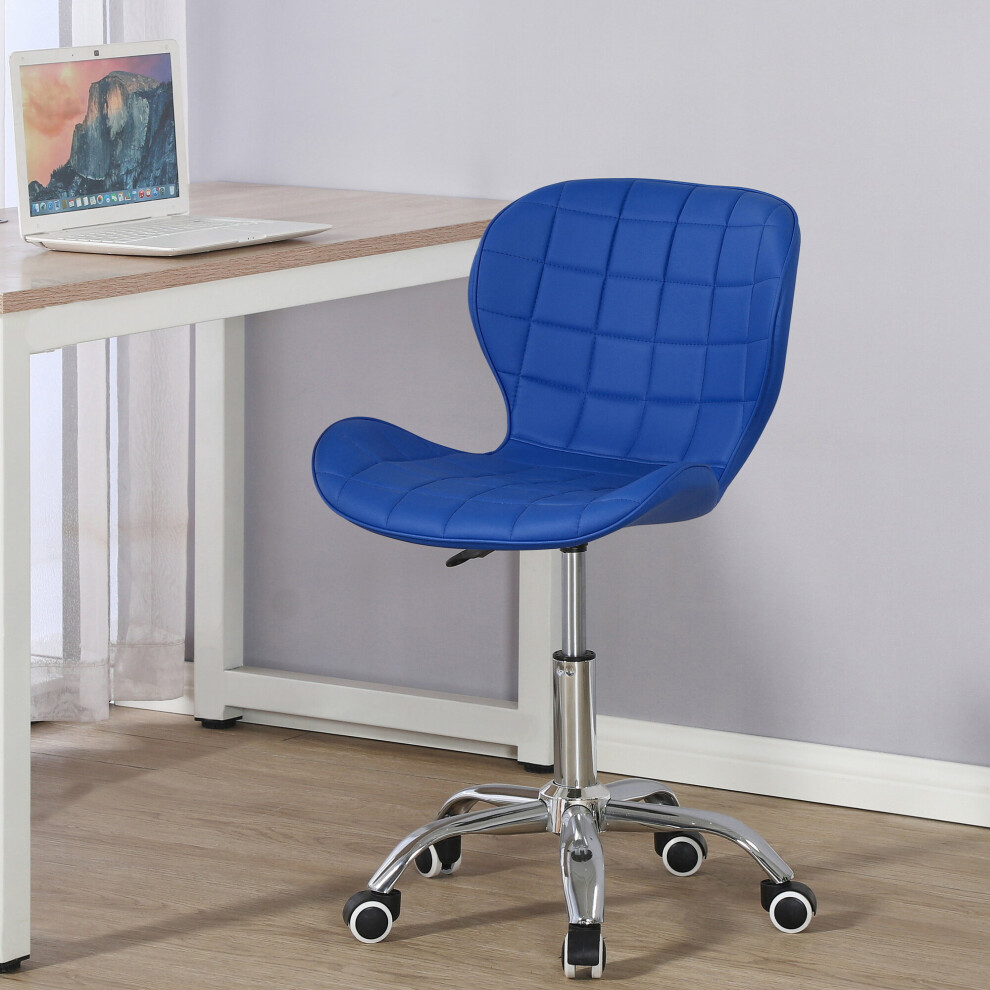 (Blue) Charles Jacobs Adjustable Swivel Chair | Office Chair With Chrome Wheels