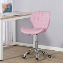 (Pink Fabric) Charles Jacobs Adjustable Swivel Chair | Office Chair With Chrome Wheels