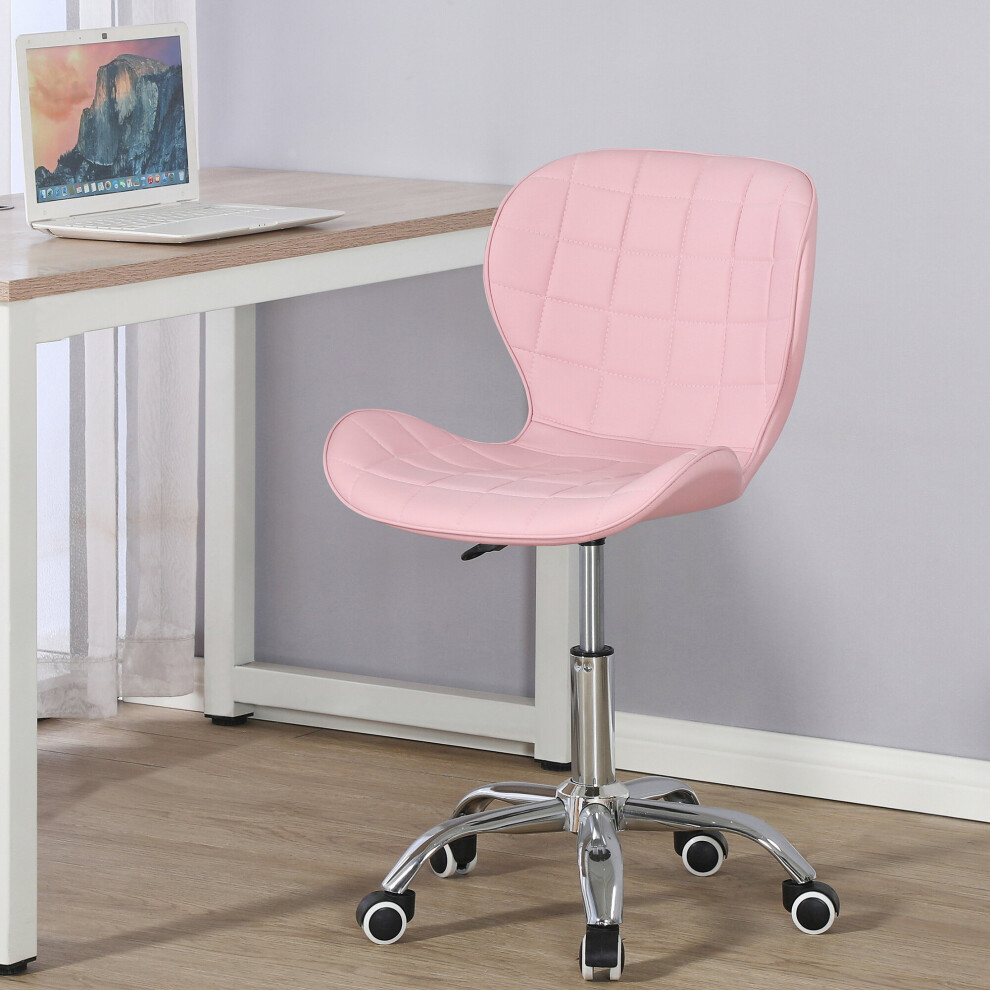 (Pink) Charles Jacobs Adjustable Swivel Chair | Office Chair With Chrome Wheels