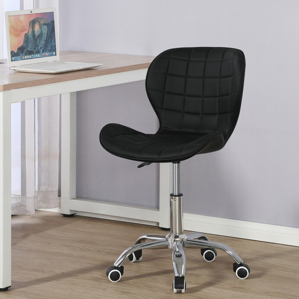 (Black) Charles Jacobs Adjustable Swivel Chair | Office Chair With Chrome Wheels