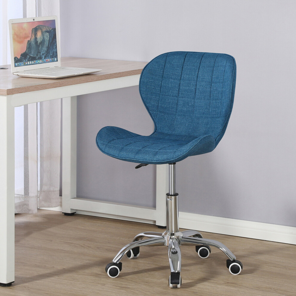 (Blue Fabric) Charles Jacobs Adjustable Swivel Chair | Office Chair With Chrome Wheels