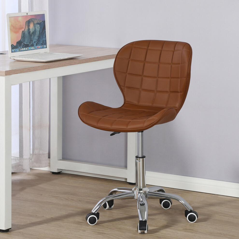 (Brown) Charles Jacobs Adjustable Swivel Chair | Office Chair With Chrome Wheels